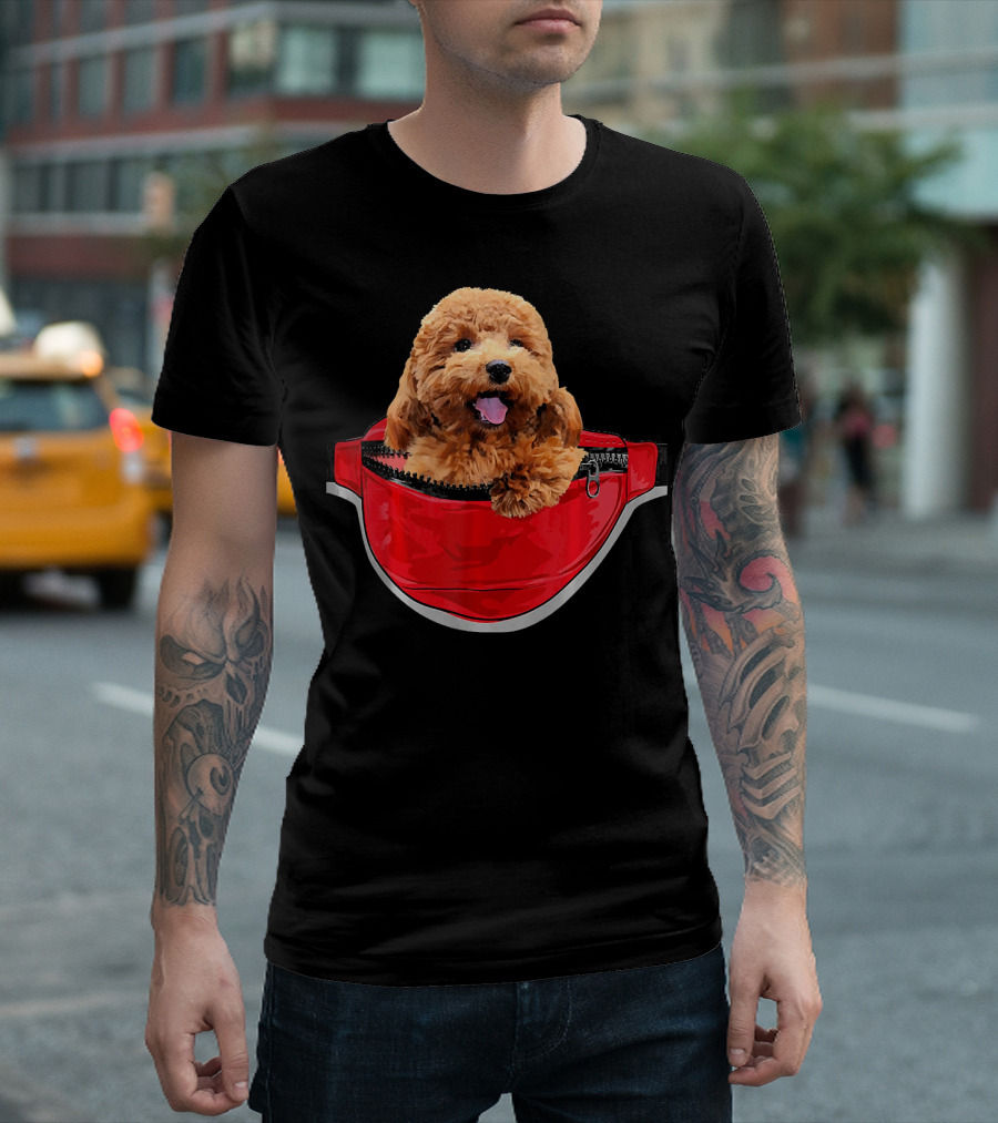 Funny Poodle Dog Lover in Red Waist Pack Pocket T-Shirt