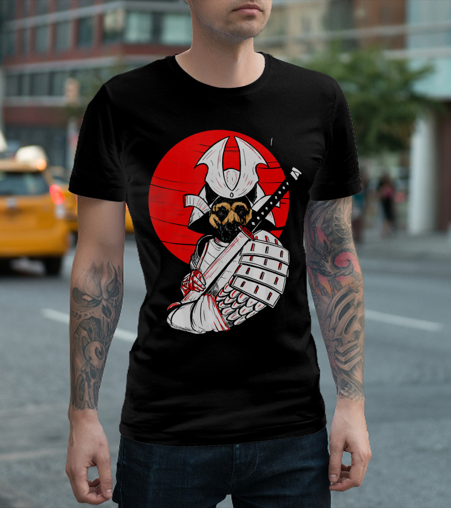German Shepherd Samurai Katana Japan Seal Moon T-Shirt