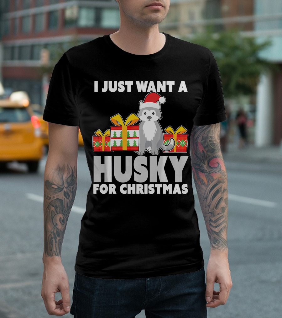 I Just Want A Husky For Christmas T-Shirt