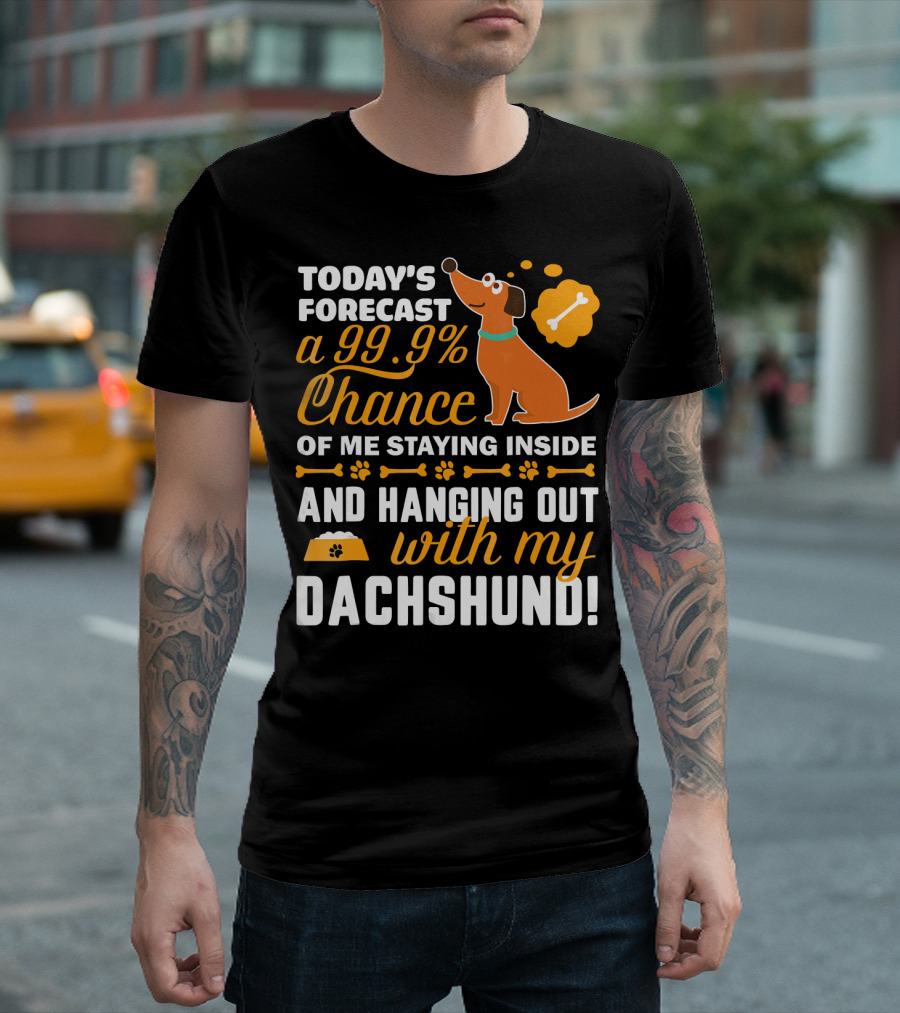 Today's Forecast A 99.9% Chance Of Me Staying Inside And Hanging Out With My Dachshund T-Shirt
