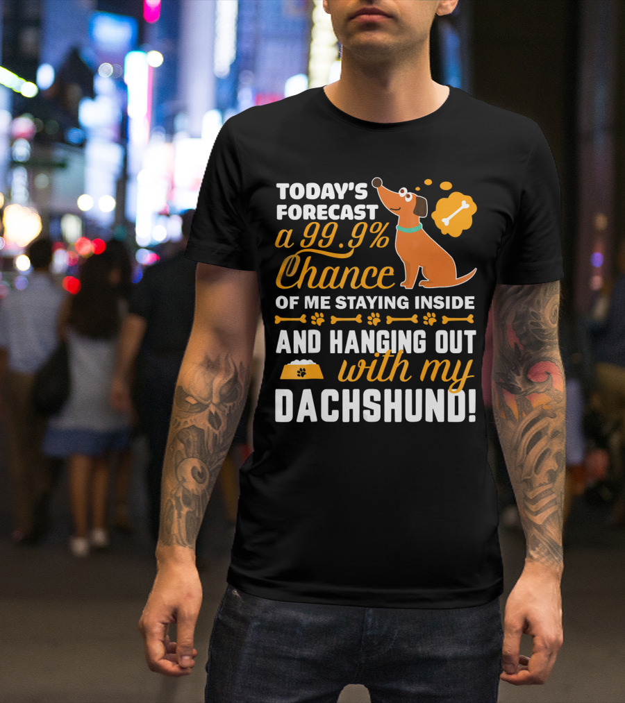Today's Forecast A 99.9% Chance Of Me Staying Inside And Hanging Out With My Dachshund T-Shirt