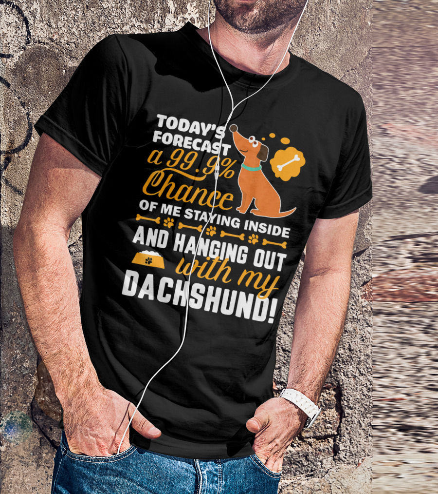 Today's Forecast A 99.9% Chance Of Me Staying Inside And Hanging Out With My Dachshund T-Shirt