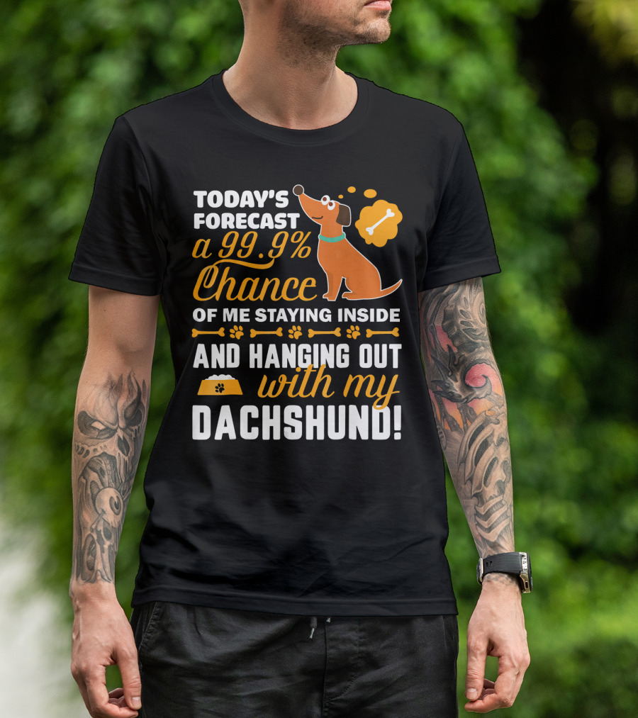Today's Forecast A 99.9% Chance Of Me Staying Inside And Hanging Out With My Dachshund T-Shirt
