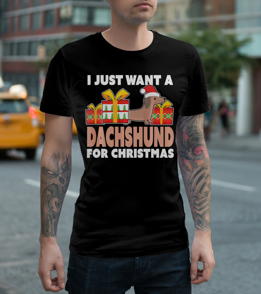I Just Want A Dachshund For Christmas T-Shirt