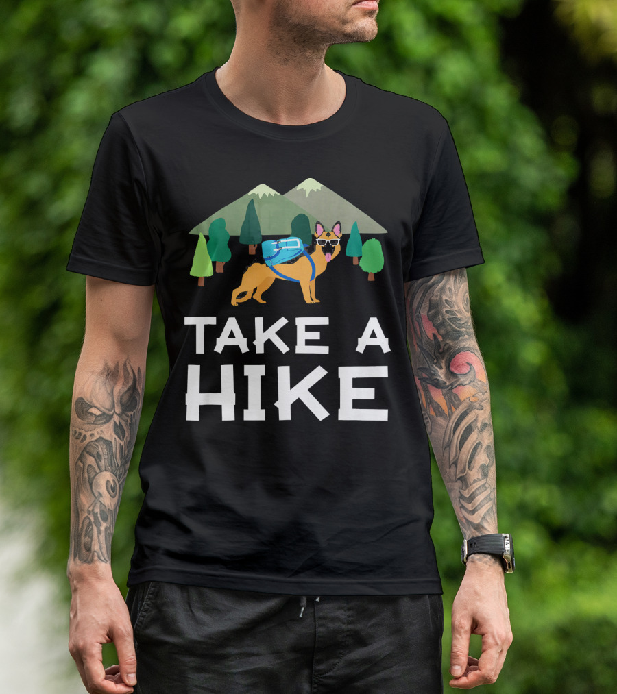 German Shepherd Dog Take A Hike Outdoors Adventure T-Shirt