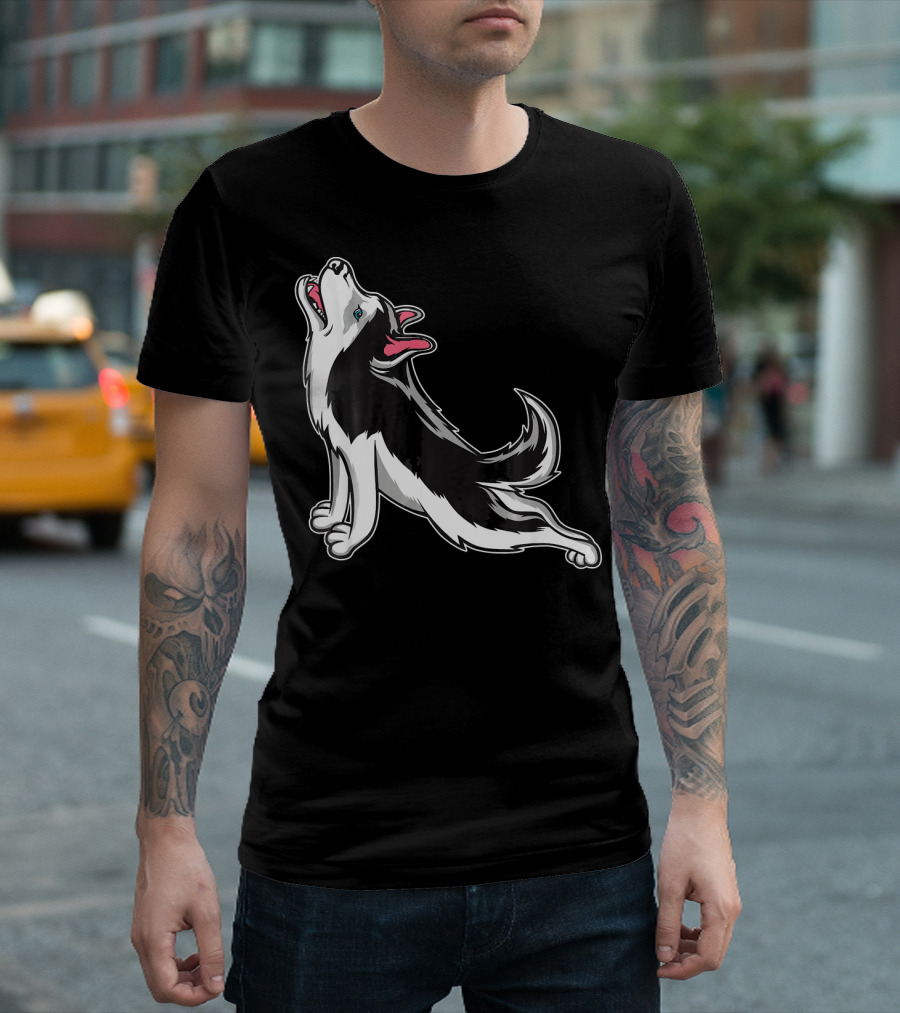 Husky Yoga Siberian Stretch Funny Husky Pose T-Shirt
