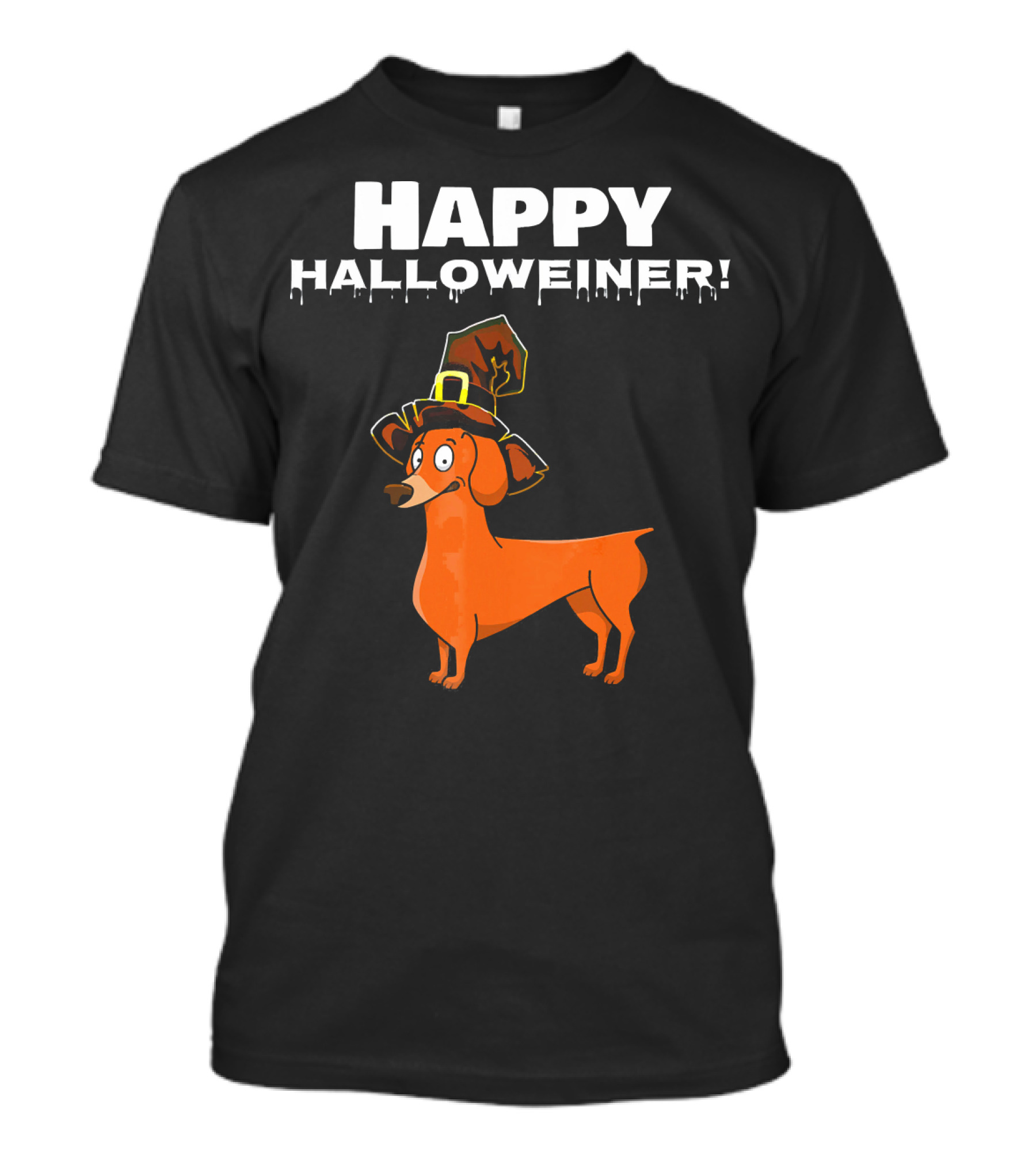 Happy Halloweiner Dachshund With Witch Hat T-Shirt