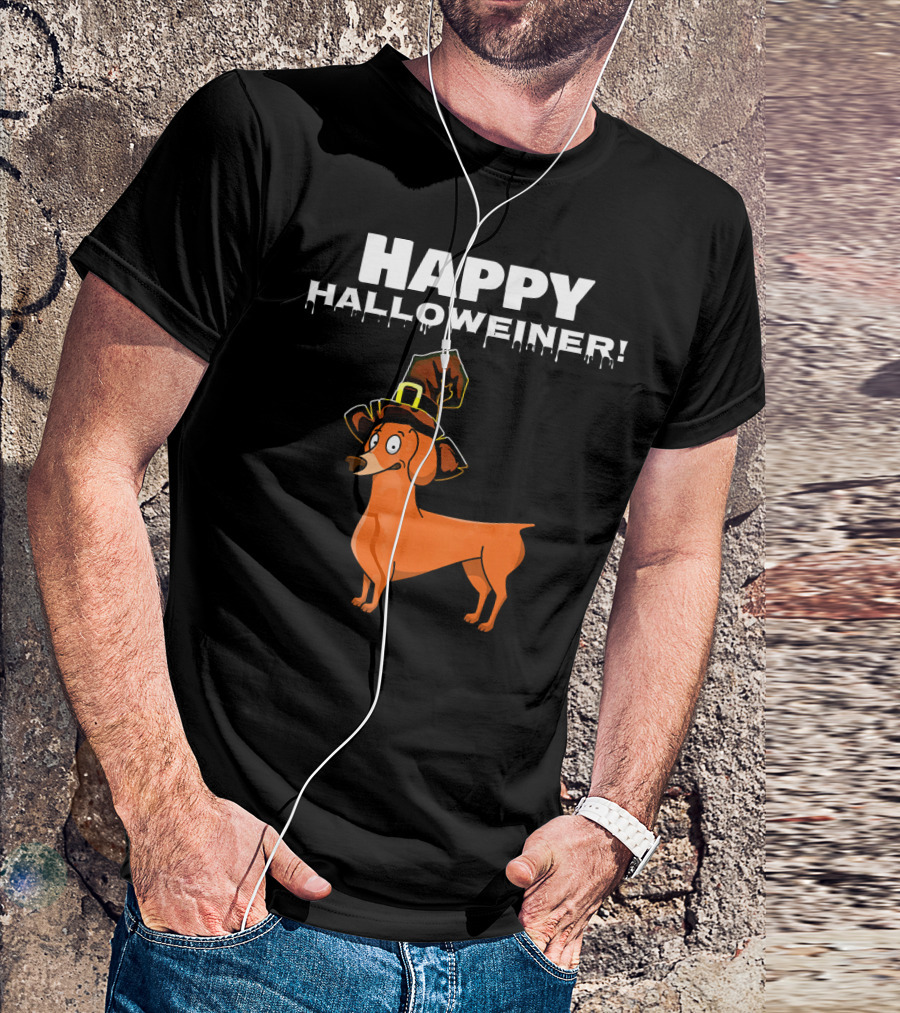 Happy Halloweiner Dachshund With Witch Hat T-Shirt