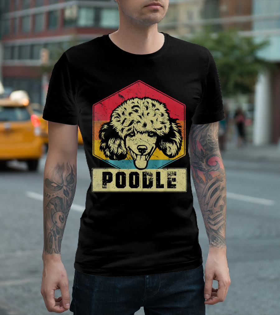 Poodle Retro Vintage Poodle Dog Hexagon T-Shirt