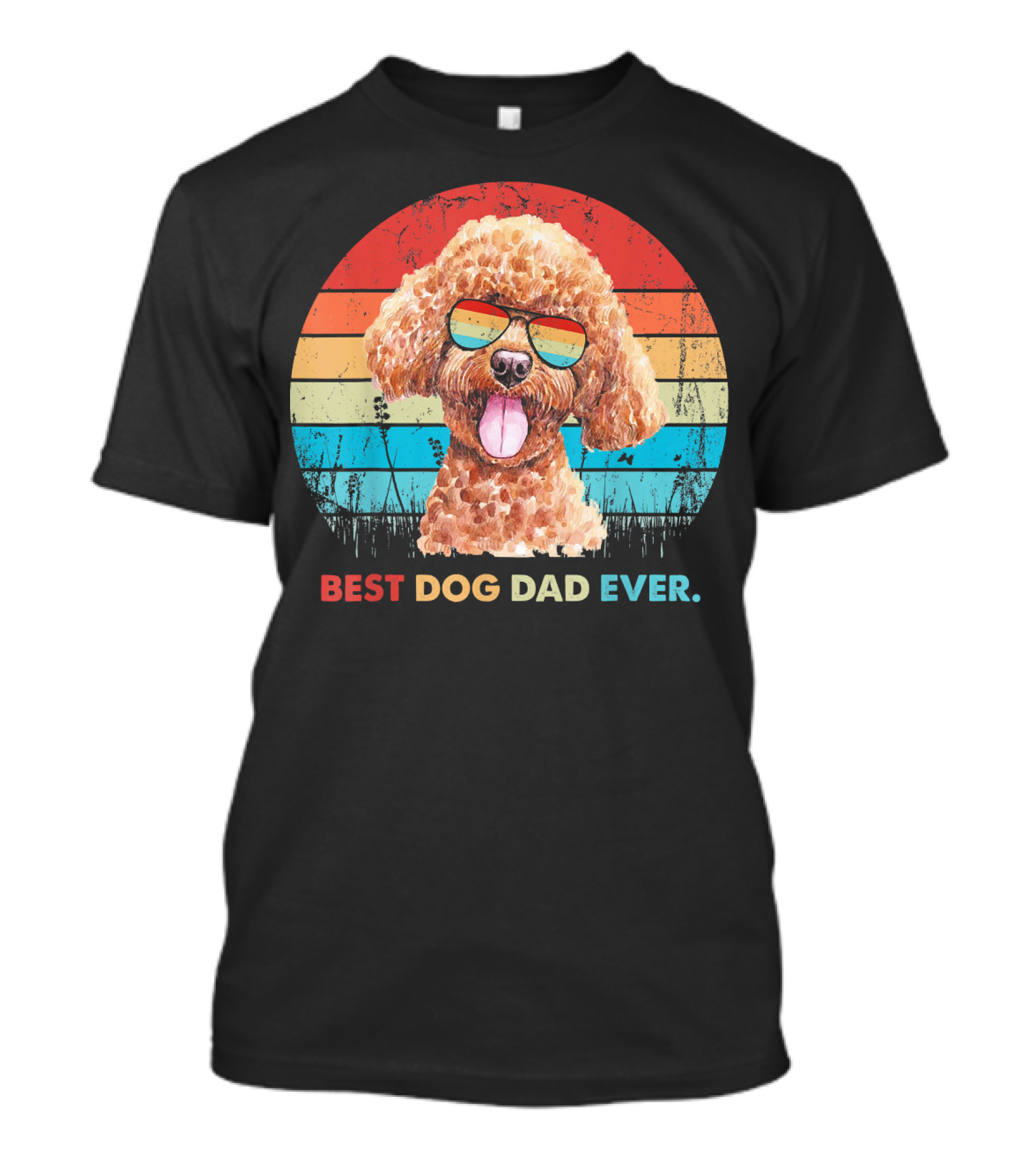 Best Dog Dad Ever Poodle Retro Sunglasses T-Shirt