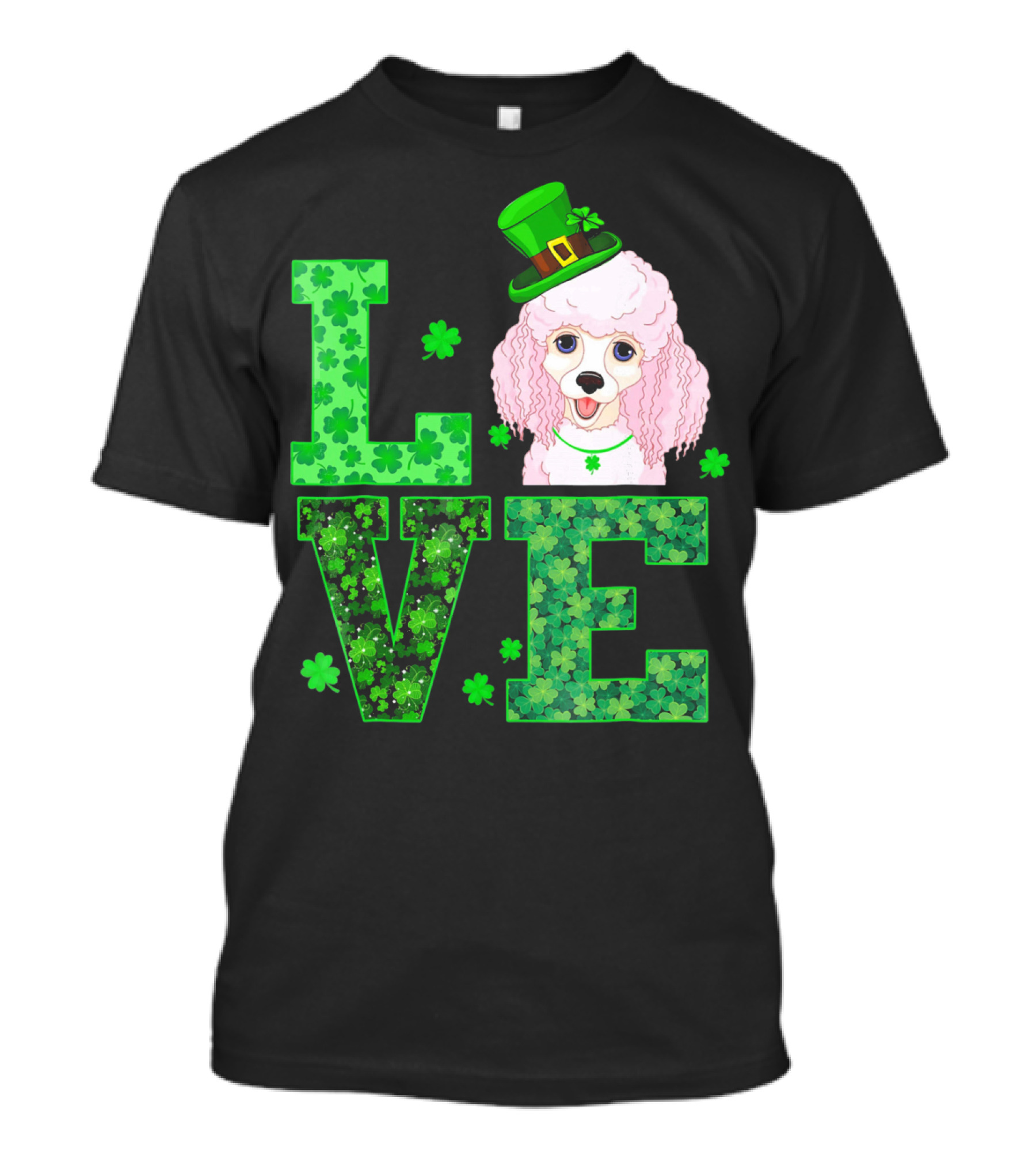 Love Poodle Shamrock St Patrick Day T-Shirt
