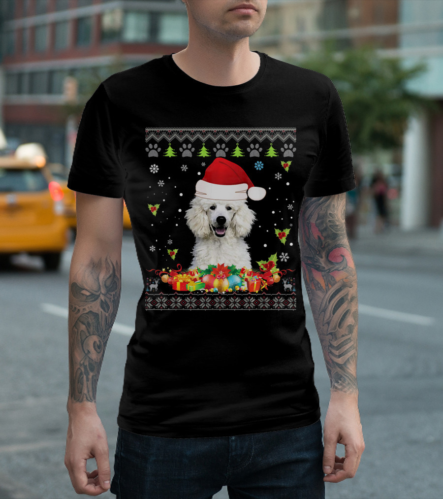Merry Christmas Poodle Dog Santa Hat Ugly T-Shirt