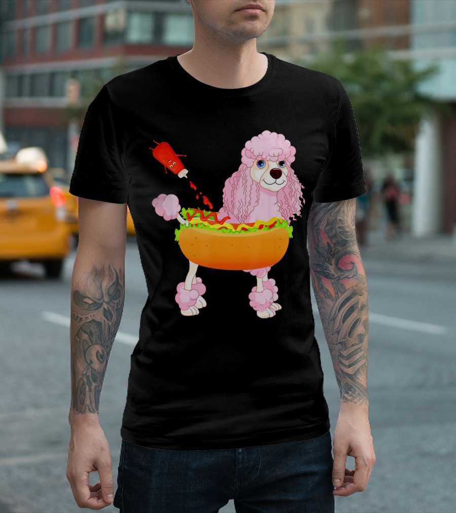 Poodle Hot Dog with Ketchup Funny Hot Dogs T-Shirt