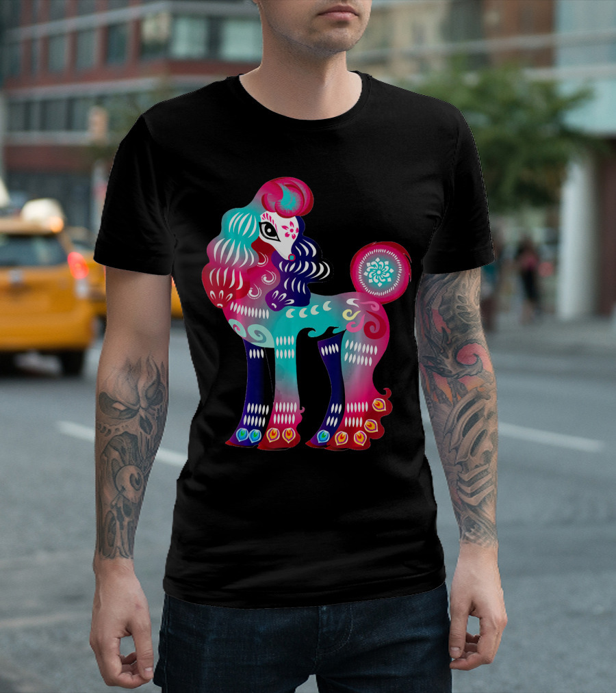 Poodle Funny Poodle Color Silhouette Art Fashion T-Shirt