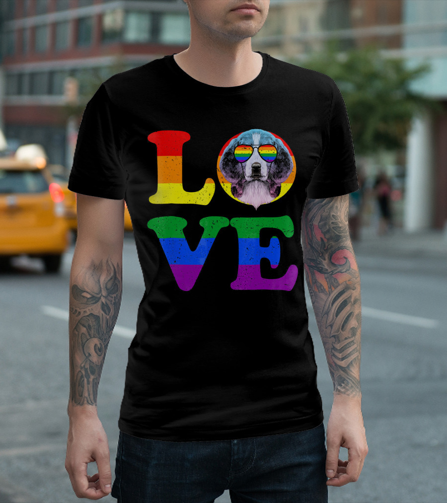 Beagle Love Rainbow Flag Glasses T-Shirt
