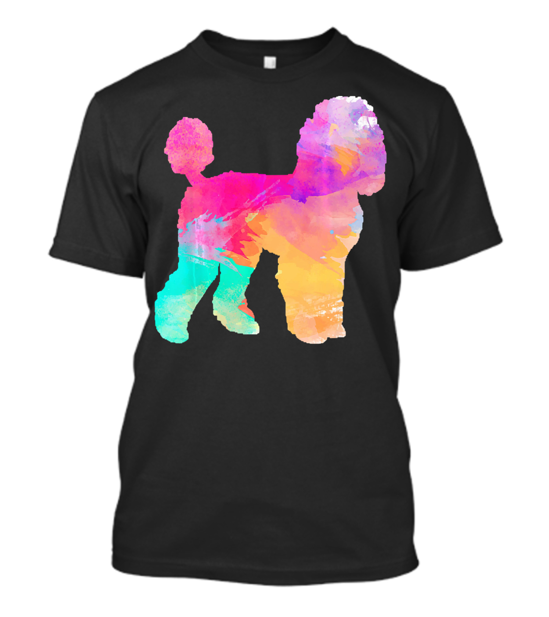 Poodle Lover Watercolor Pet Silhouette Multicolor Palette T-Shirt