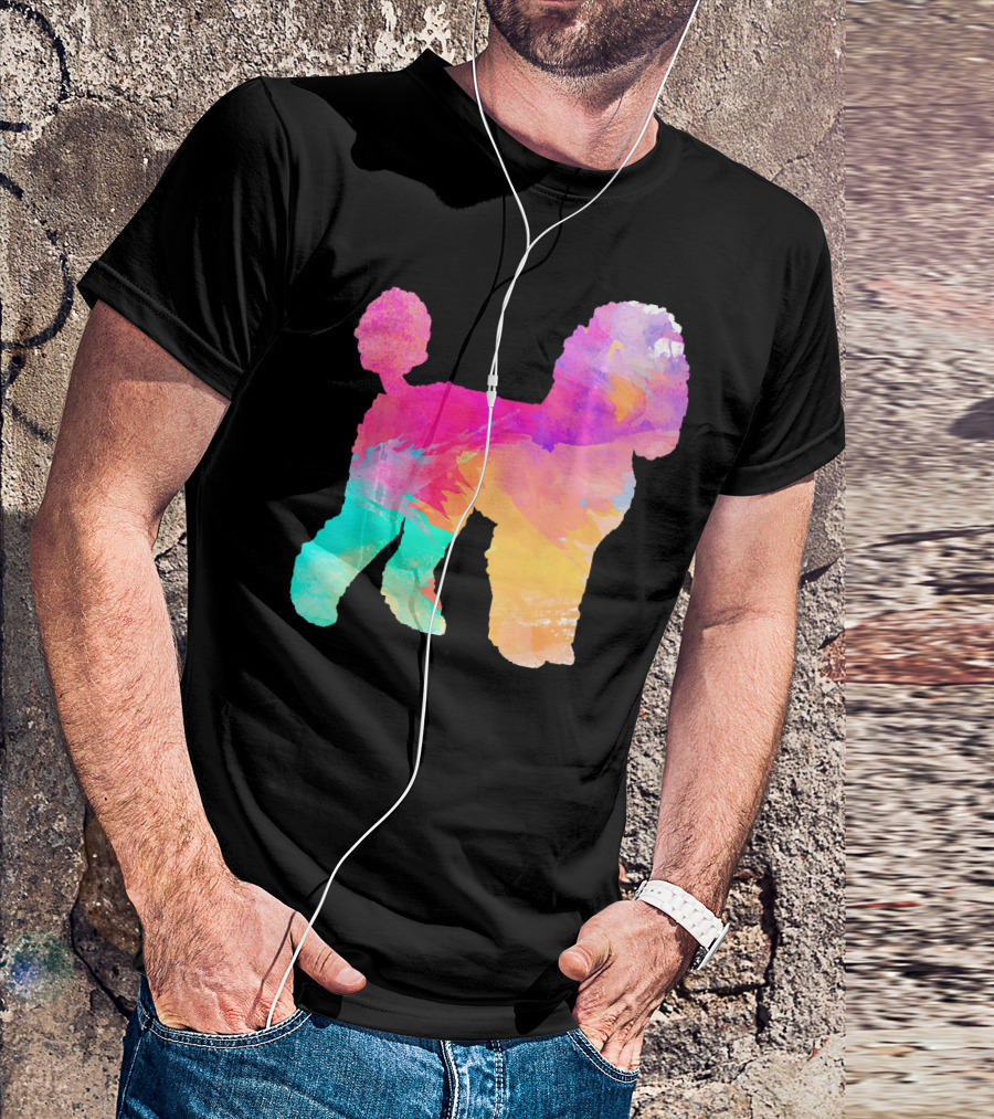 Poodle Lover Watercolor Pet Silhouette Multicolor Palette T-Shirt