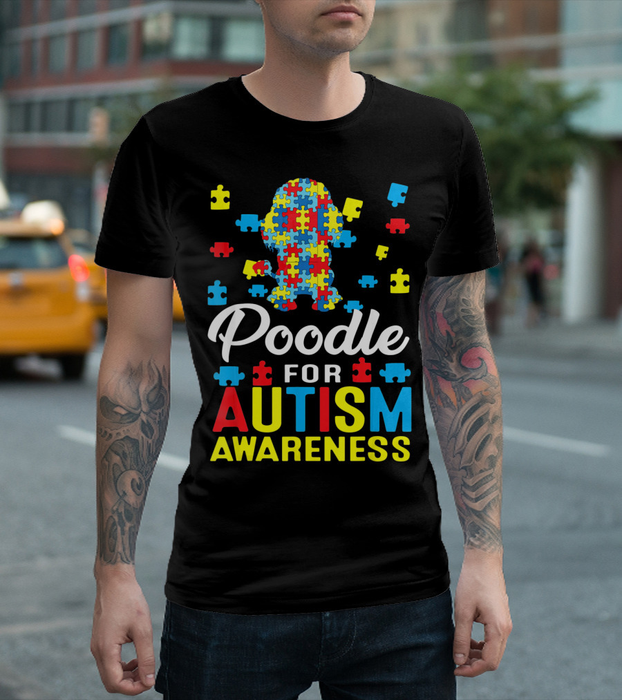 Poodle for Autism Awareness Puzzle Pieces T-Shirt