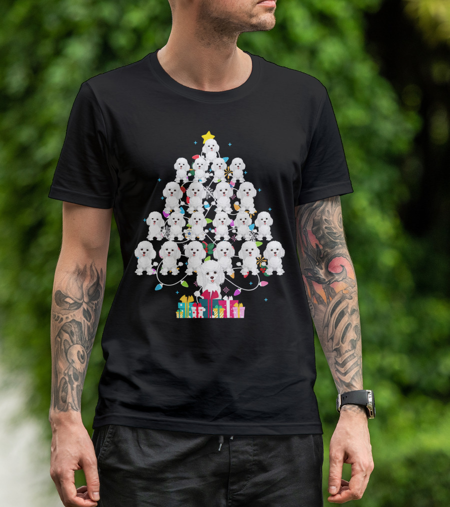 Poodle Christmas Tree With Festive Lights And Presents T-Shirt