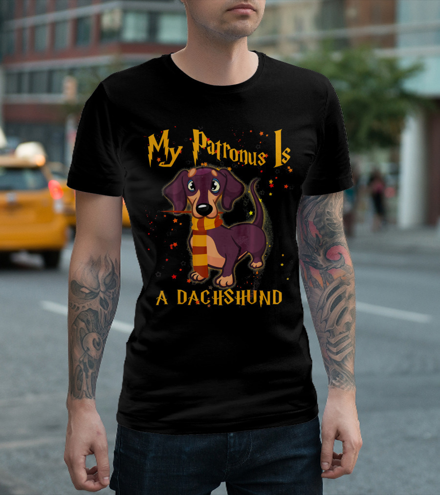 My Patronus Is a Dachshund Dog with Scarf and Stars T-Shirt