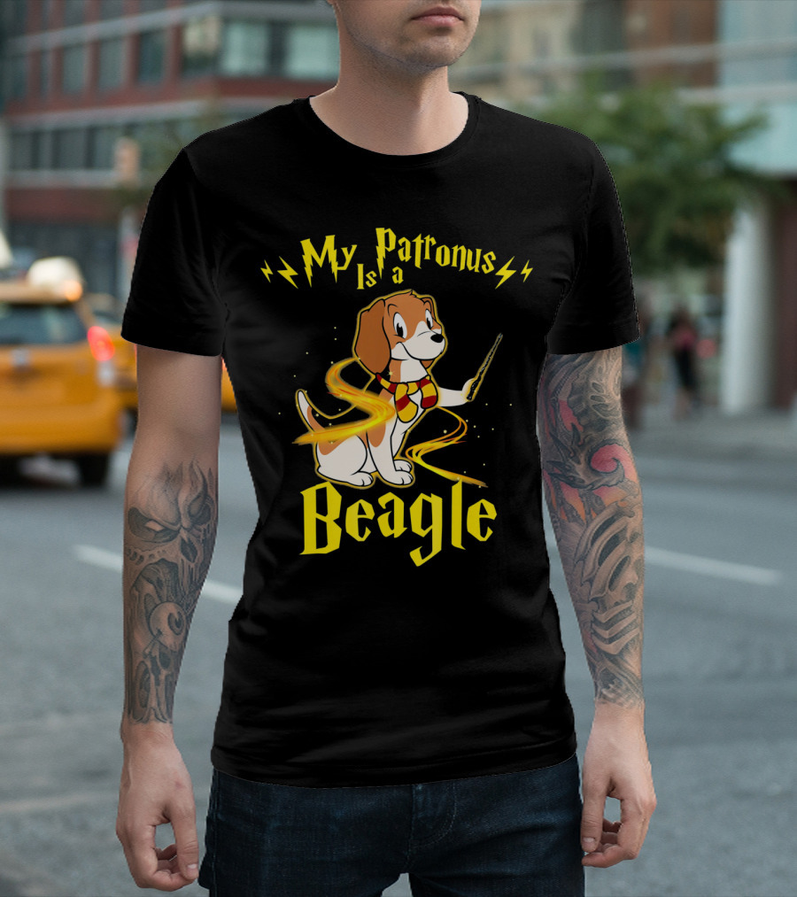 My Patronus Is A Beagle Wizard Dog With Wand And Scarf T-Shirt