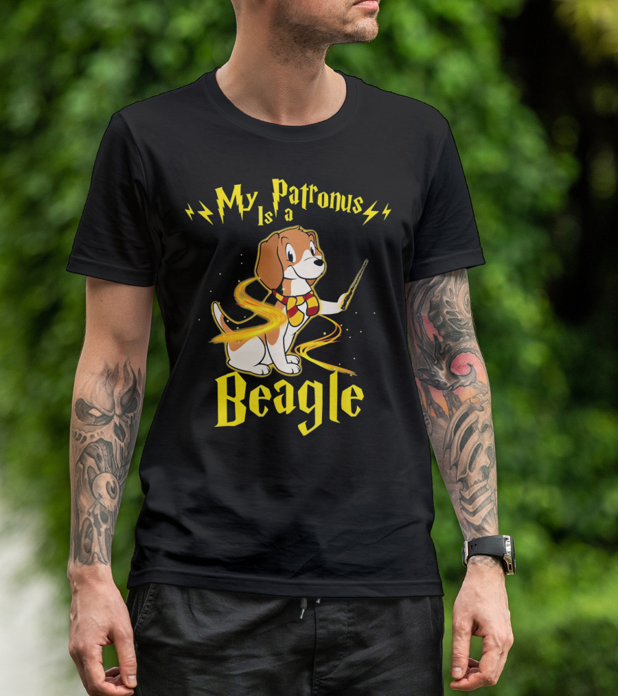My Patronus Is A Beagle Wizard Dog With Wand And Scarf T-Shirt