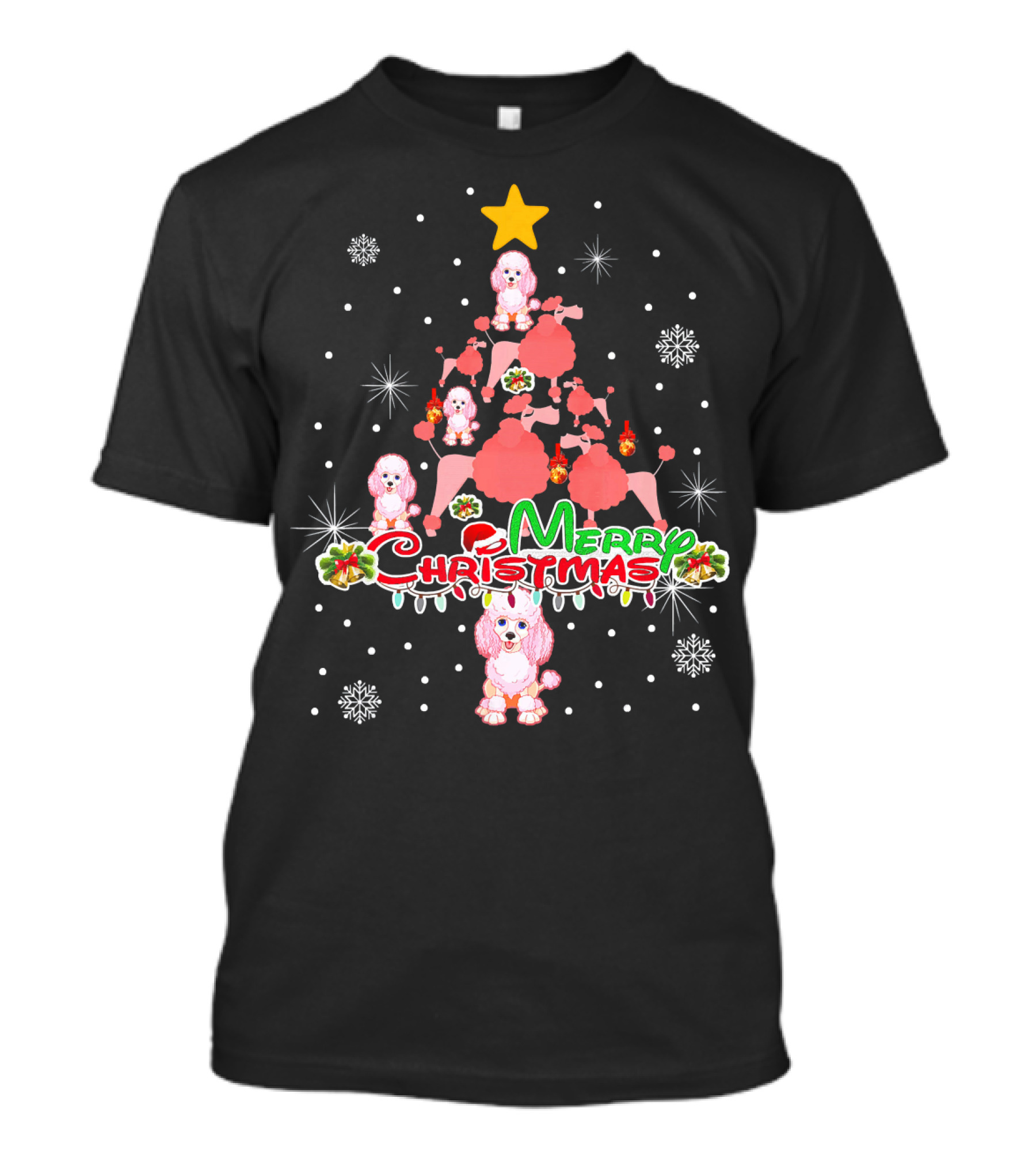 Poodle Christmas Tree Merry Christmas Xmas Lover T-Shirt