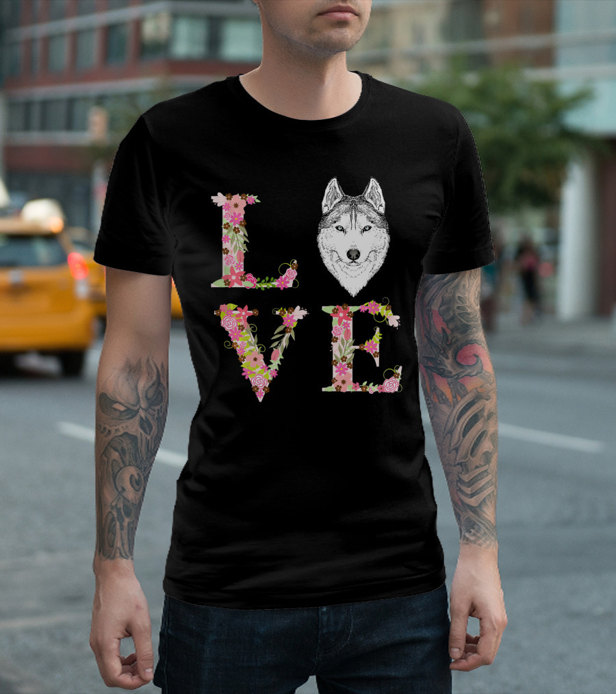 LOVE My Husky Dog Floral T-Shirt