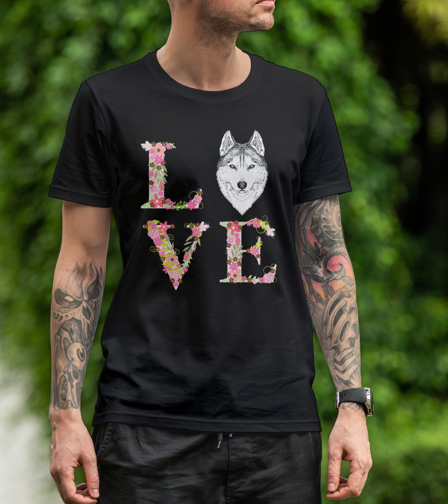 LOVE My Husky Dog Floral T-Shirt