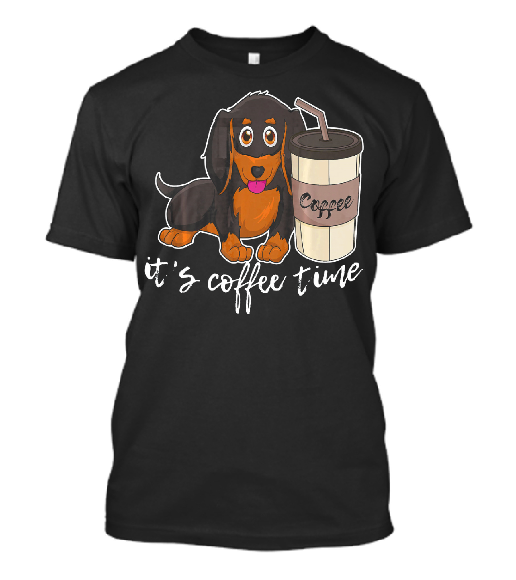 Sausage Dog It's Coffee Time With Coffee Cup T-Shirt