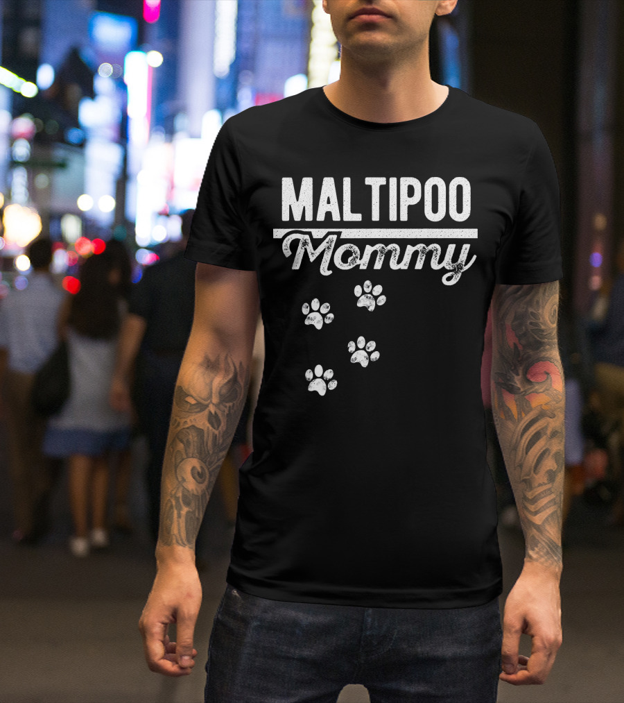 Maltipoo Mommy Maltese Poodle Paw Print Love T-Shirt