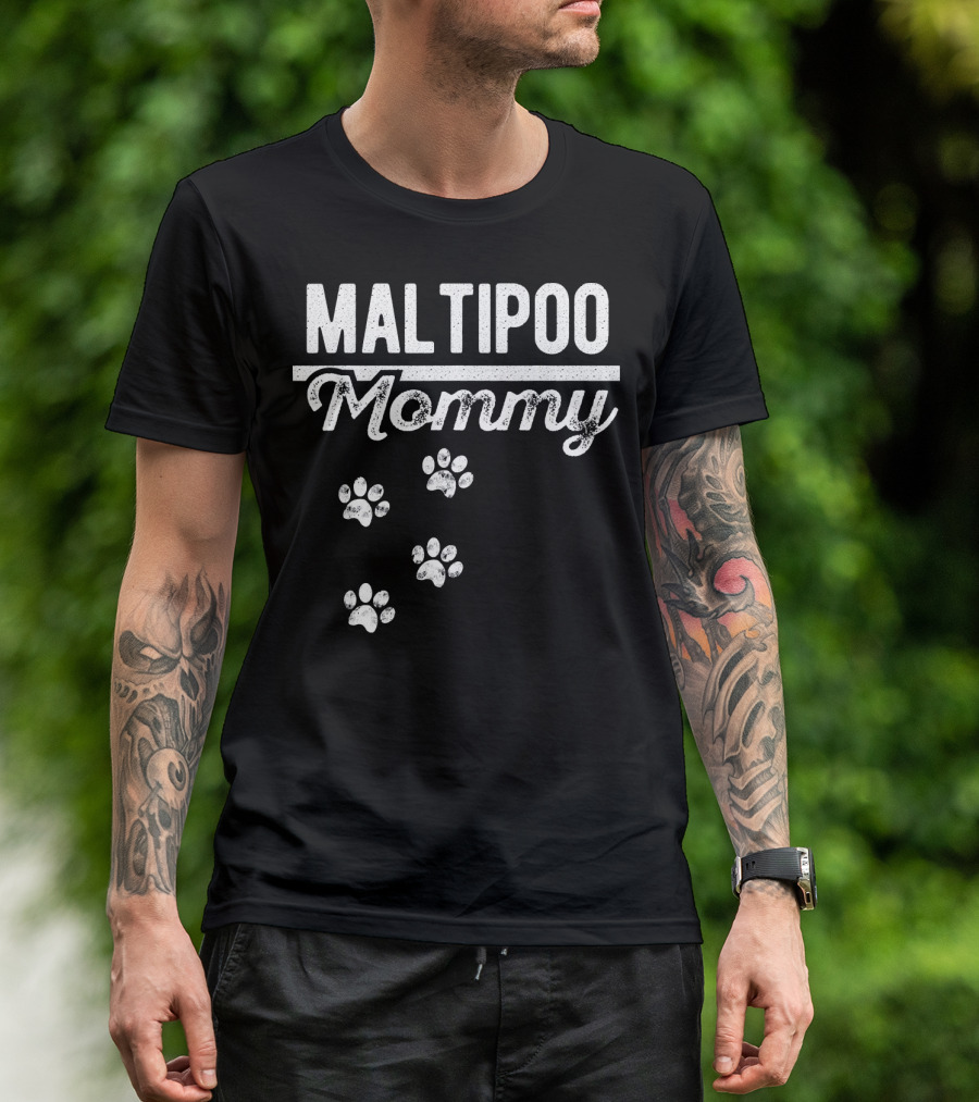 Maltipoo Mommy Maltese Poodle Paw Print Love T-Shirt