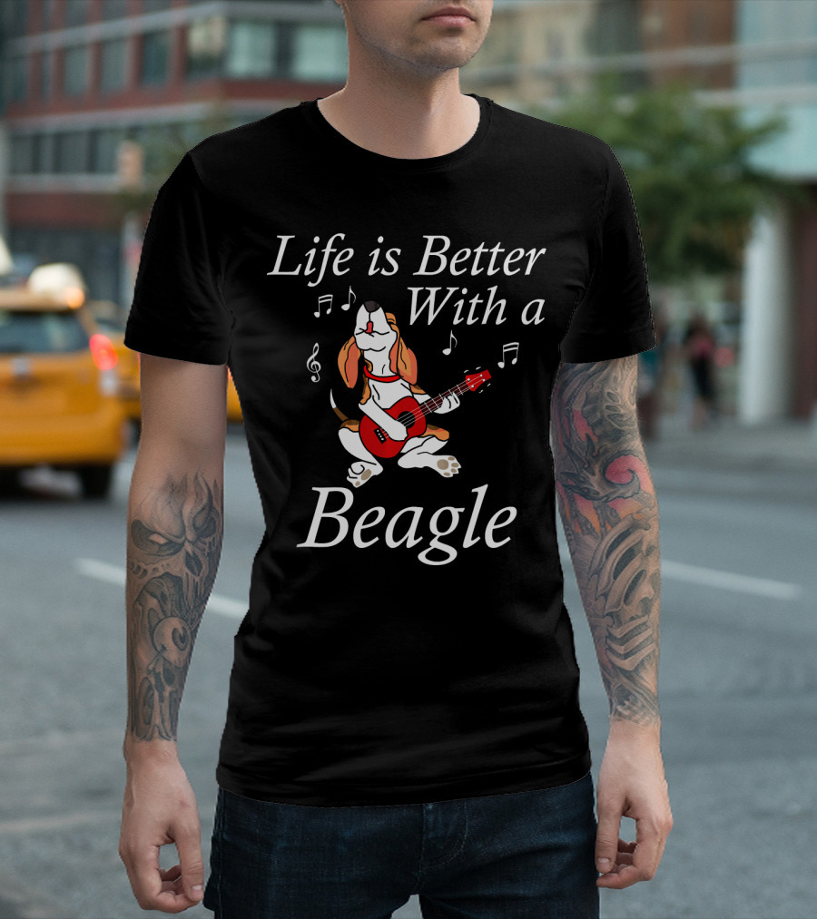 Life Is Better With A Beagle Playing Guitar T-Shirt