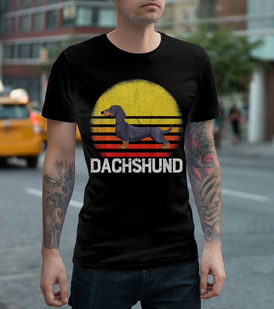 Dachshund Vintage Doxie Dog Retro 70s T-Shirt
