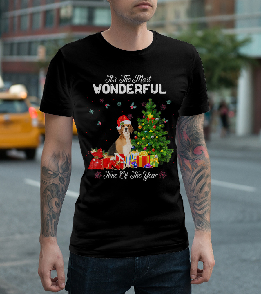 It's The Most Wonderful Time Of The Year Beagle Christmas Tree Gifts T-Shirt