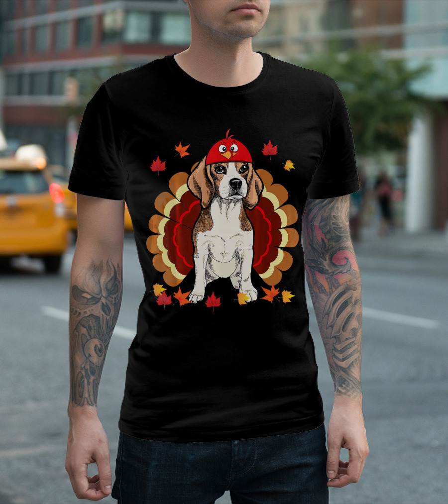 Turkey Beagle Autumn Leaves Funny Beagle Lover T-Shirt