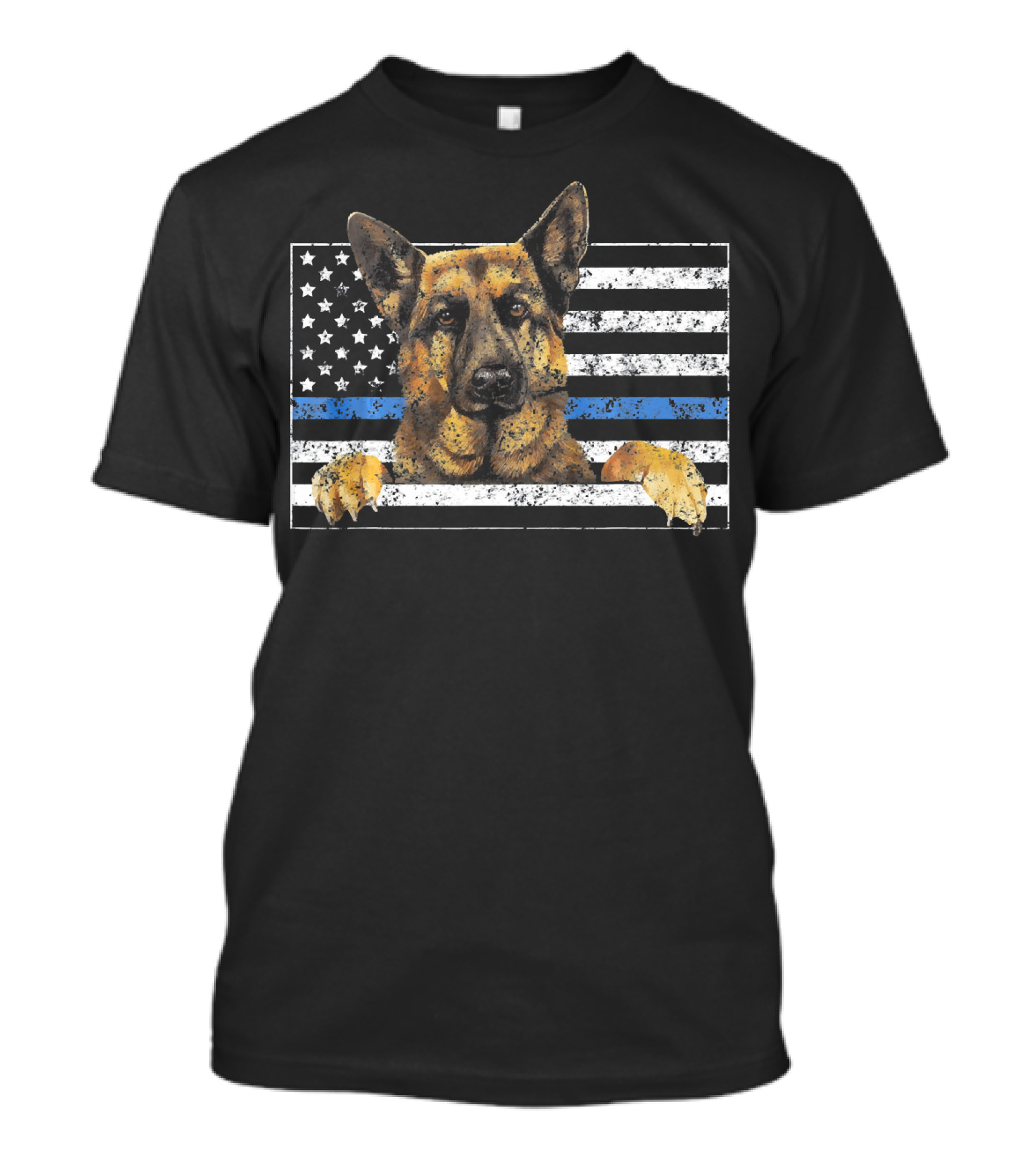 Thin Blue Line American Flag German Shepherd K9 T-Shirt