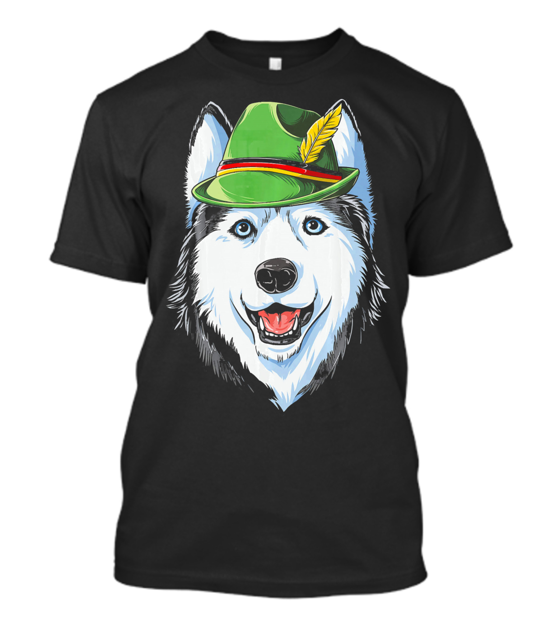 Siberian Husky Oktoberfest Kids Boys Led German Hat Feather T-Shirt
