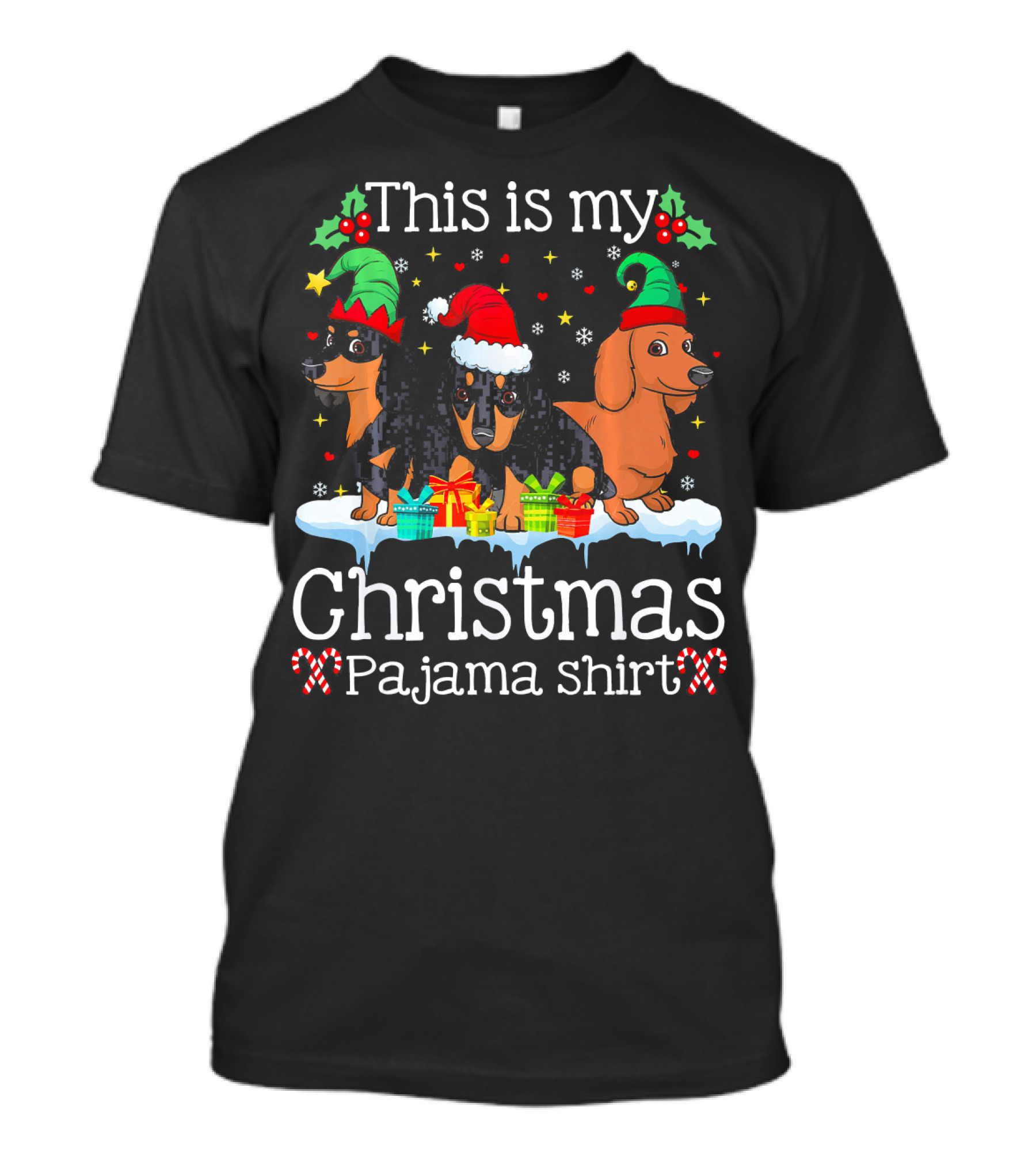 This Is My Christmas Pajama Shirt Funny Dachshunds T-Shirt