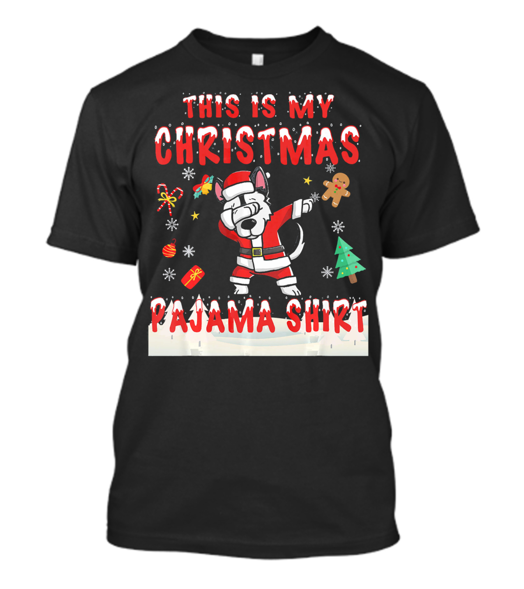 This Is My Christmas Pajama Shirt Siberian Santa Dog Dab Holiday Icons T-Shirt