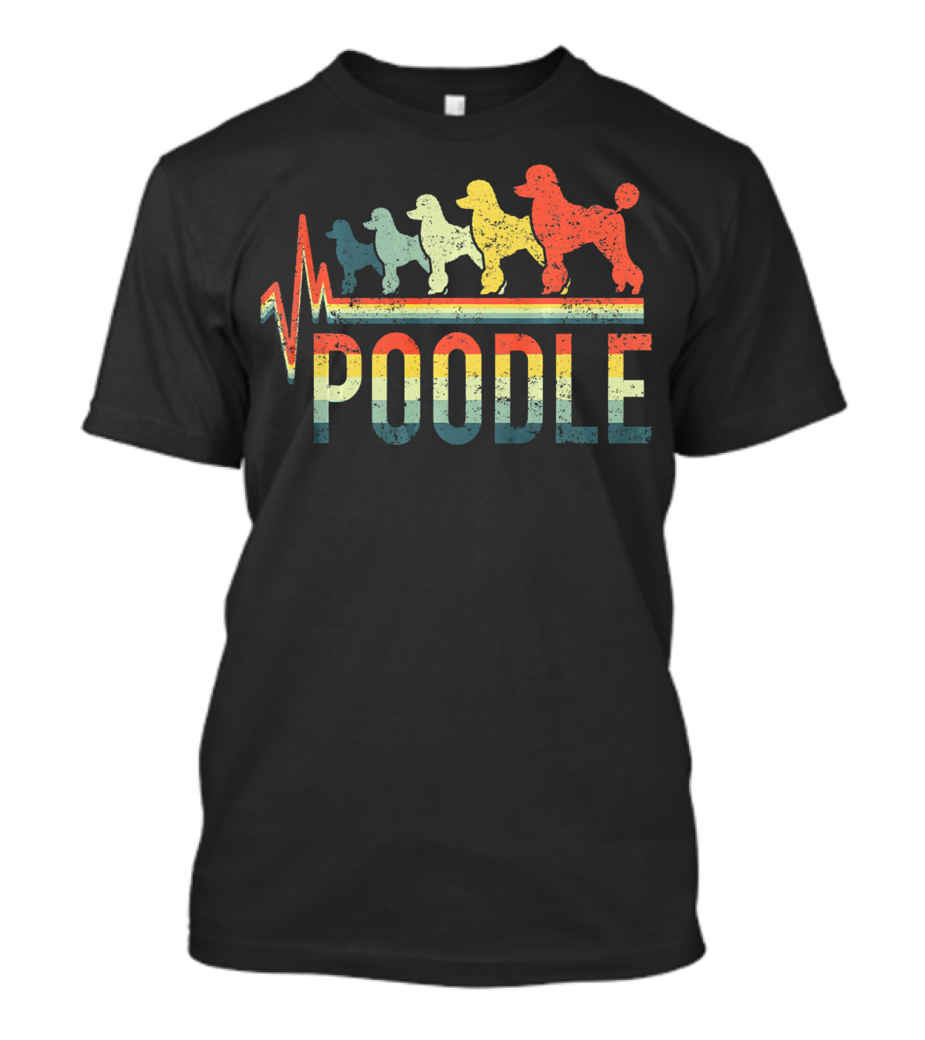 Retro Heartbeat Poodle Dog T-Shirt