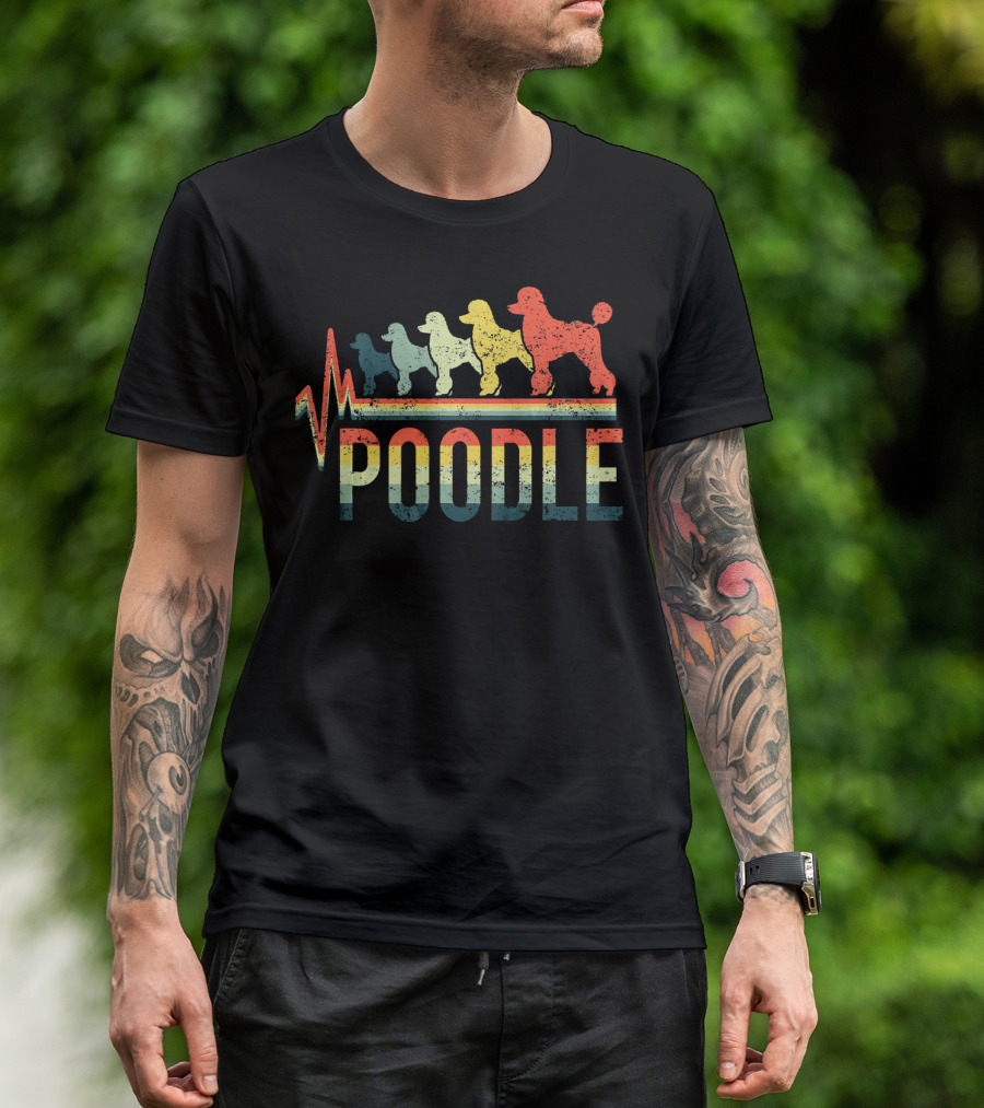 Retro Heartbeat Poodle Dog T-Shirt