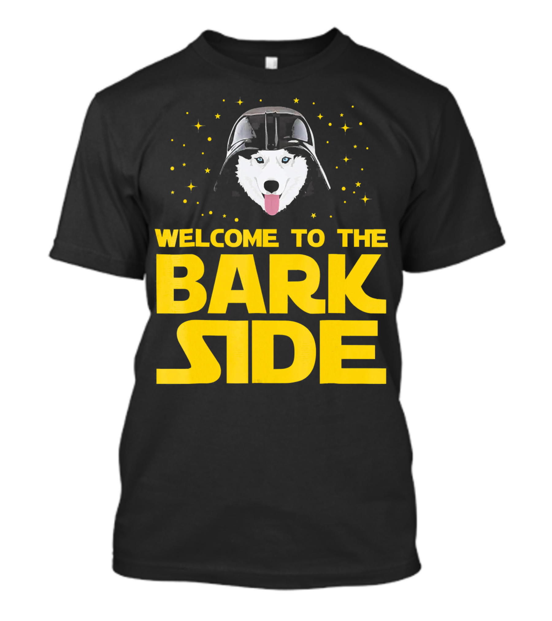 Welcome To The Bark Side Siberian Husky Vader Helmet Stars T-Shirt
