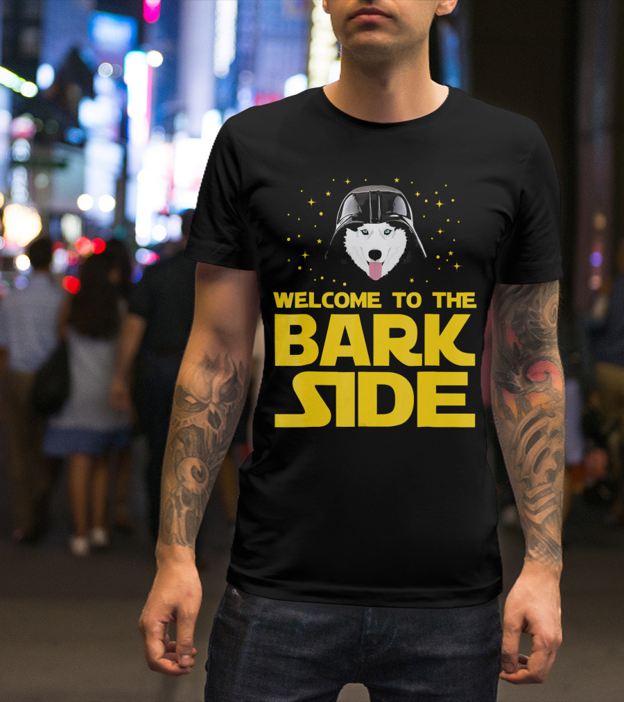 Welcome To The Bark Side Siberian Husky Vader Helmet Stars T-Shirt