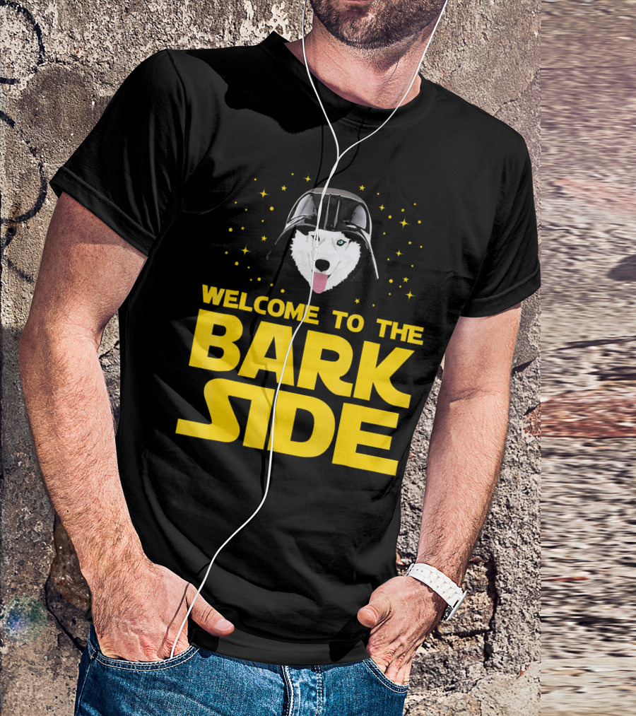 Welcome To The Bark Side Siberian Husky Vader Helmet Stars T-Shirt