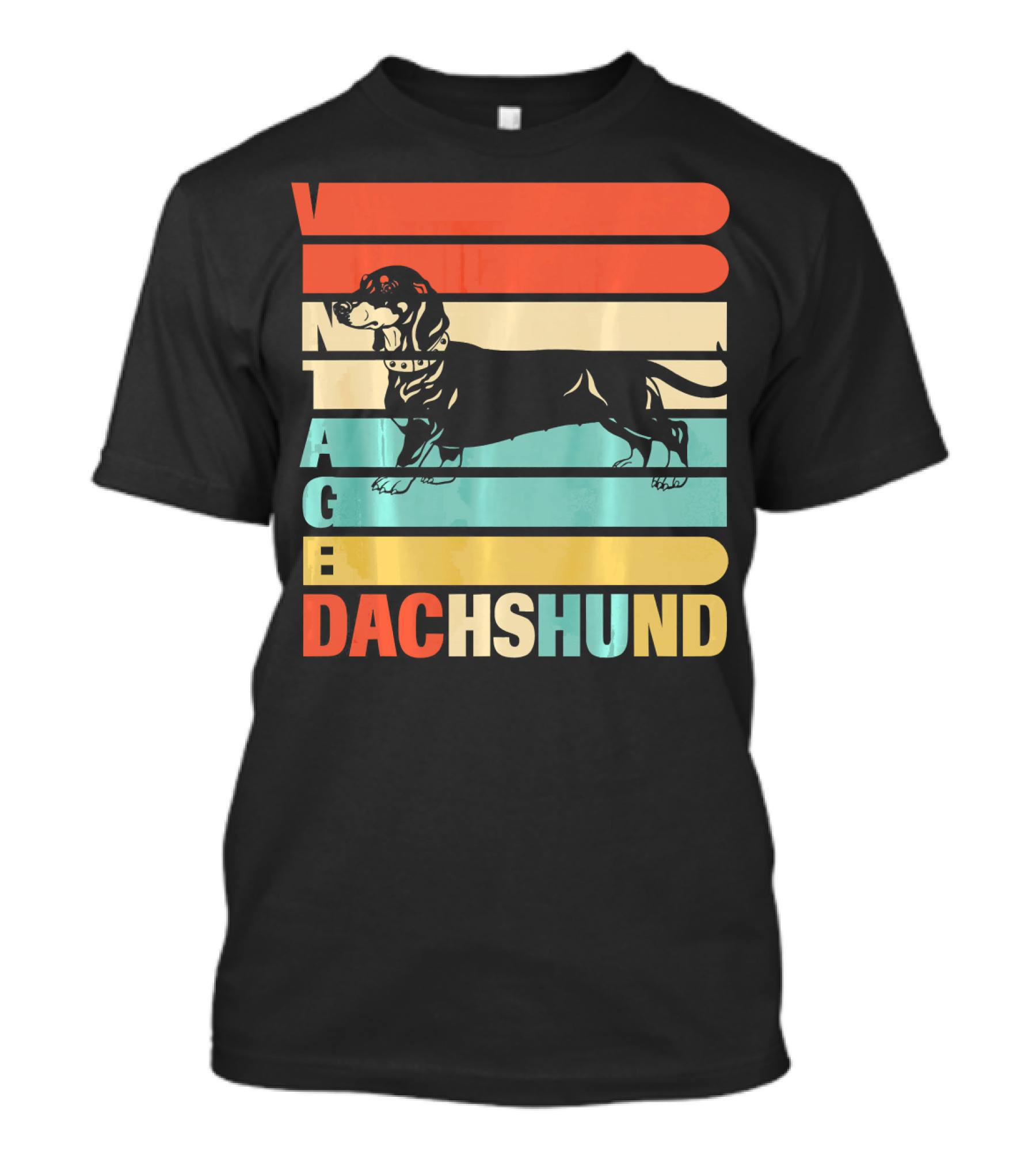 Vintage Dachshund Retro Stripes Dog T-Shirt
