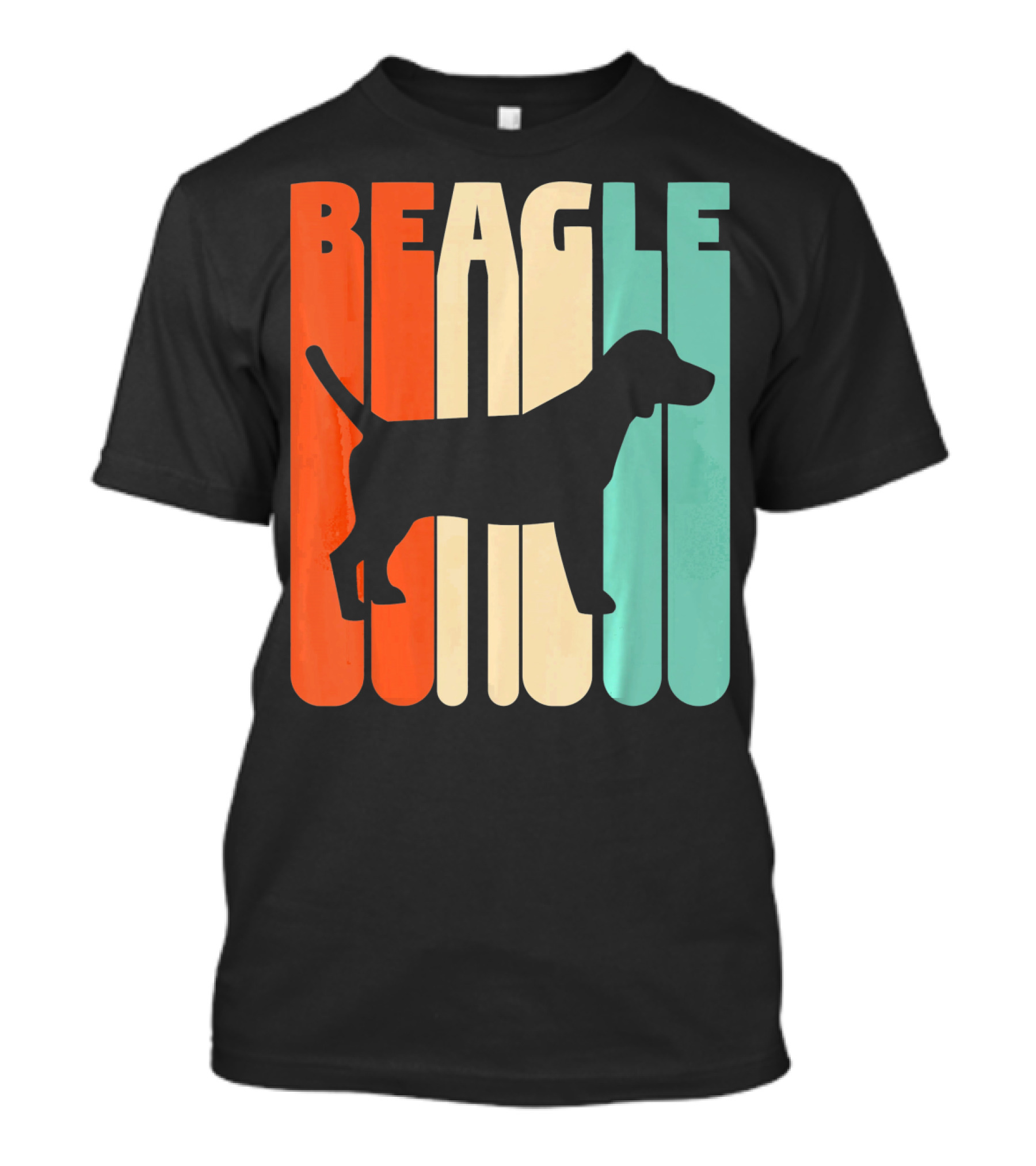 Vintage Beagle Silhouette Retro Stripe T-Shirt