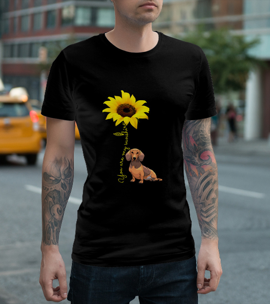 Sunflower Dachshund Dog Lover Mom Mama You Are My Sunshine T-Shirt
