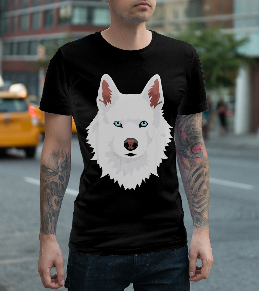White Siberian Husky Canine Snow Dog Face T-Shirt