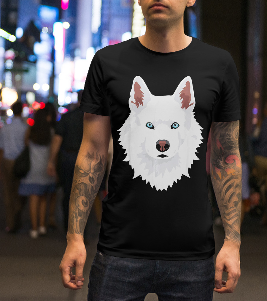 White Siberian Husky Canine Snow Dog Face T-Shirt